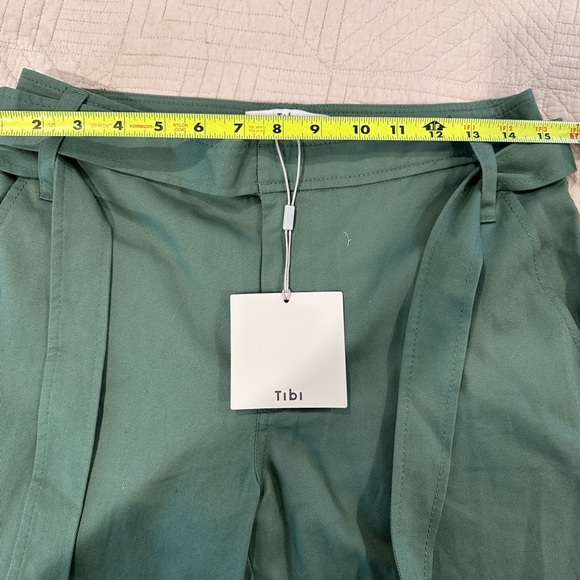 New🔥🔥🔥TIBI Preppy Tie-Waist Cargo Pants, Green, Size 2 - Picture 8 of 9
